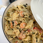 Baked Tomato Feta Prawn Pasta