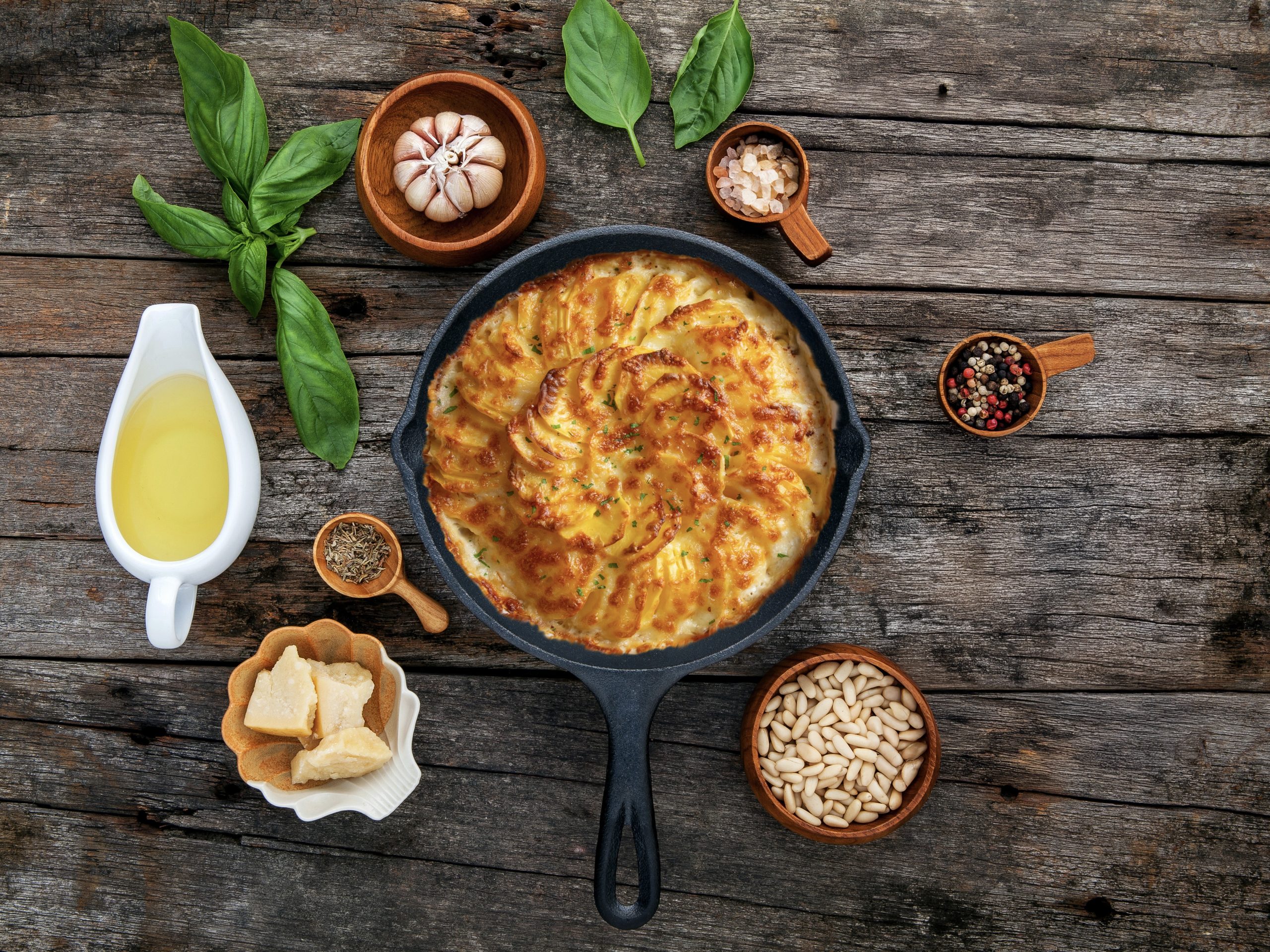 Crispy Parmesan & Gruyère Potato Gratin