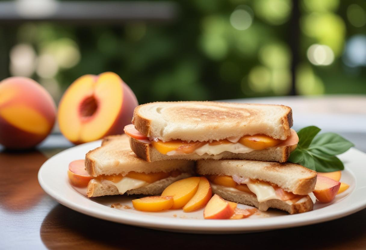 Sweet and Spicy Basil Peach Grilled Cheese